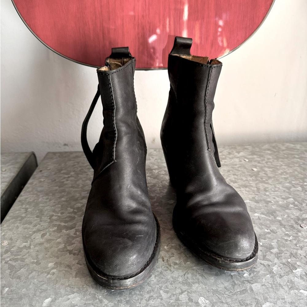 Acne Black Leather Ankle Boots. Sz. 37.